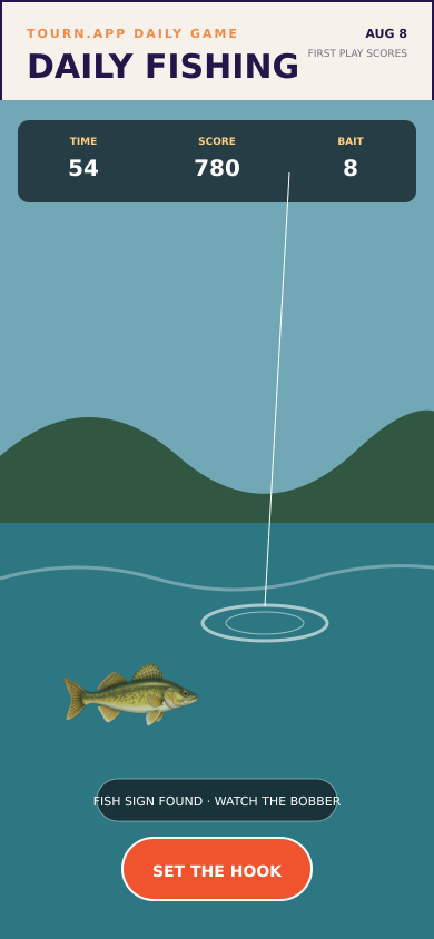 Daily Fishing gameplay screen in Tourn.app