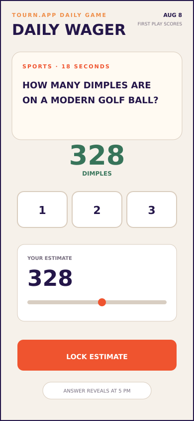 Daily Wager gameplay screen in Tourn.app