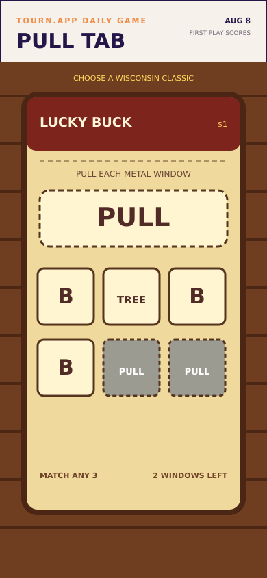 Pull Tab gameplay screen in Tourn.app